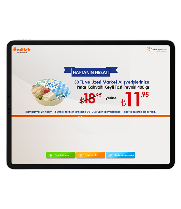 Özdilek Alışveriş Merkezleri Ürün Okutma Ekranı (Kiosk)